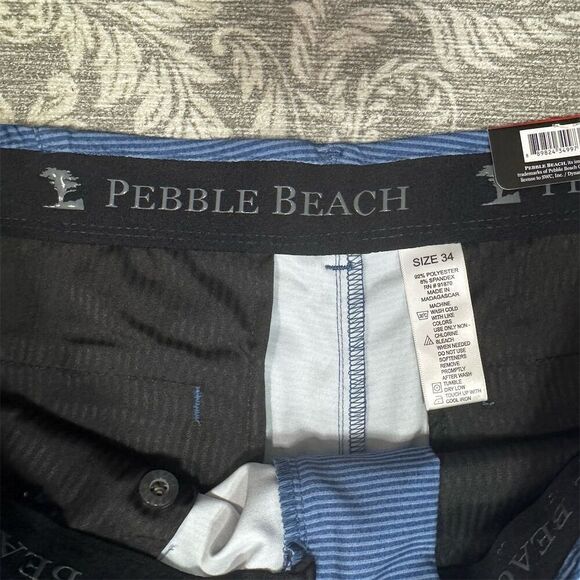 Pebble Beach Men's Chino Shorts Waist 34 Blue Dry Luxe Performance Casual - Picture 3 of 7